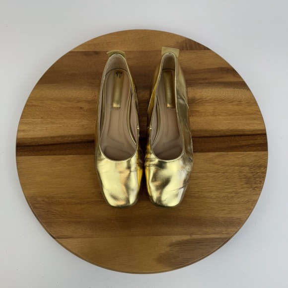 Womens Franco Sarto Ariel Gold Faux Leather Comfort Casual Ballet Flats Size 7.5 - Picture 4 of 8